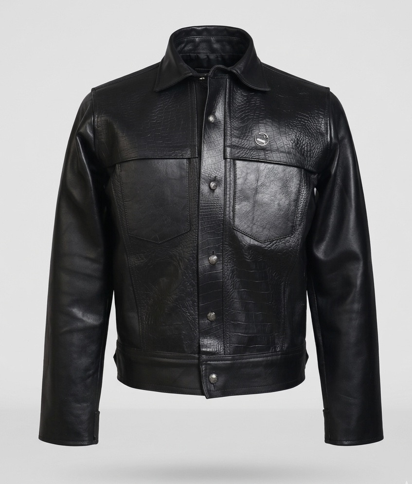 Men’s Jacket: Black Crocodile Print