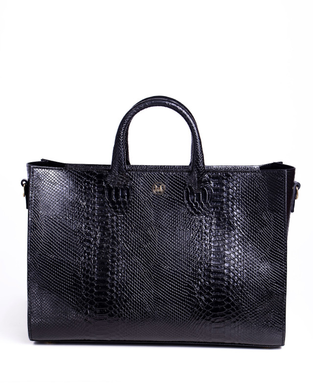 Midi Man Tote(UK): Black Snake Print