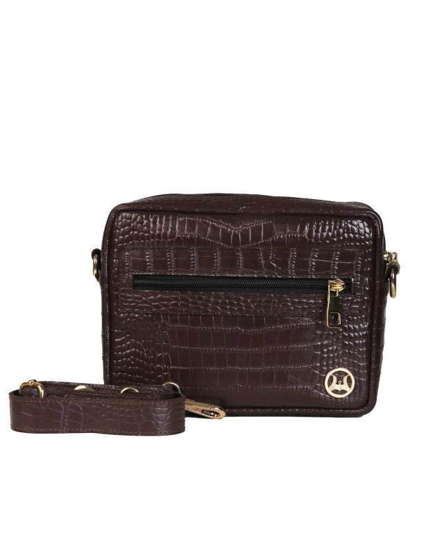 Messenger Bag: Syrup Brown Crocodile Print