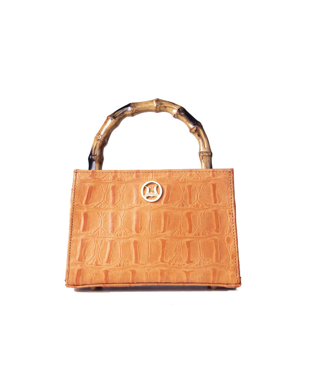 Shanghai Mini: Orange Textured Crocodile Print
