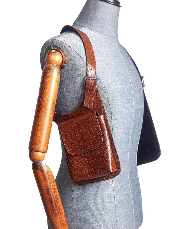 Vest Holster: Cinnamon Brown Crocodile Print