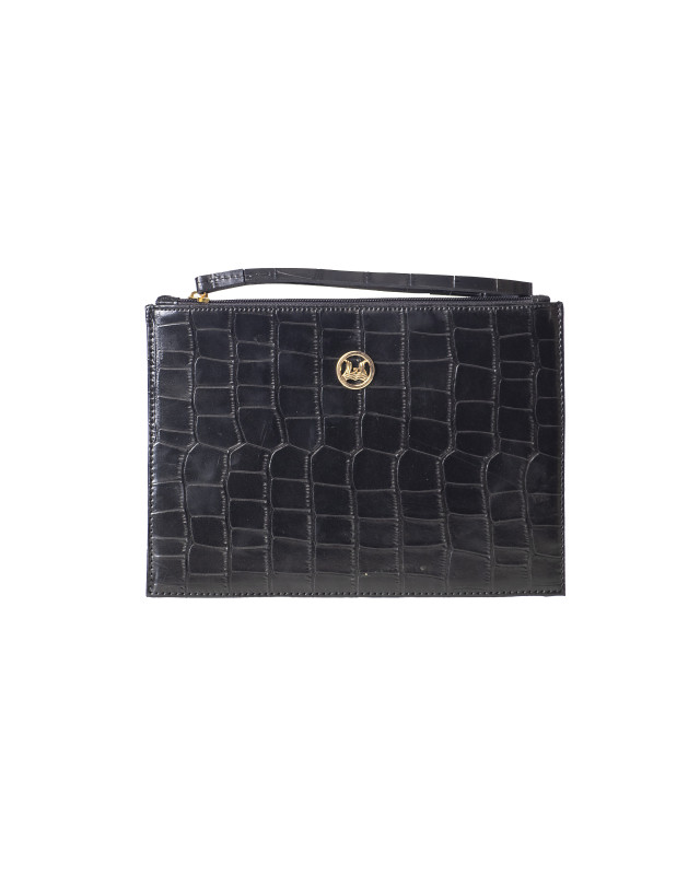 Man Purse: Black Crocodile Print