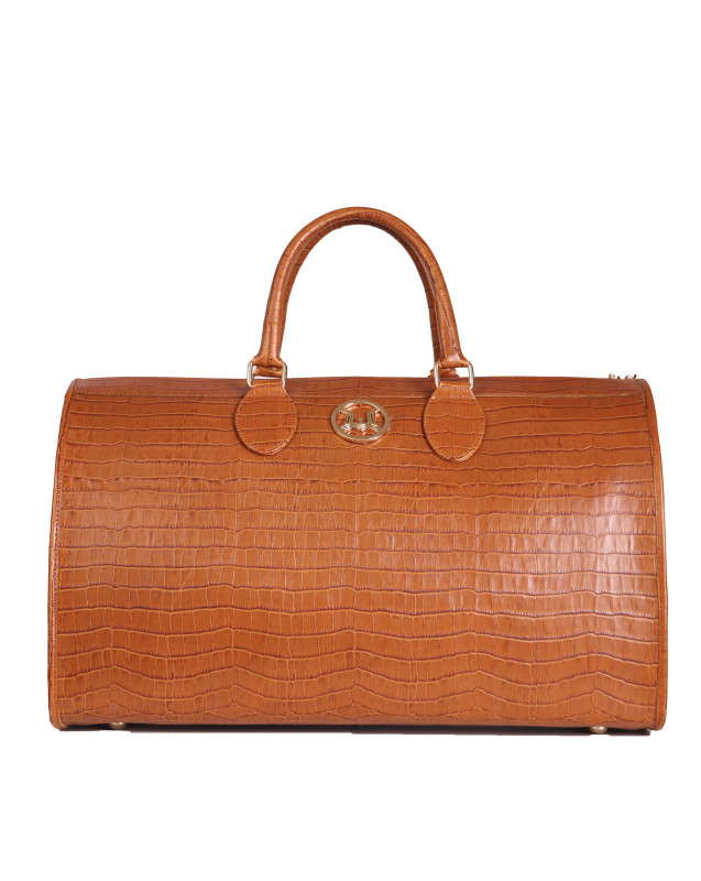 Duffle Bag 2.0: Toffee Brown Crocodile Print
