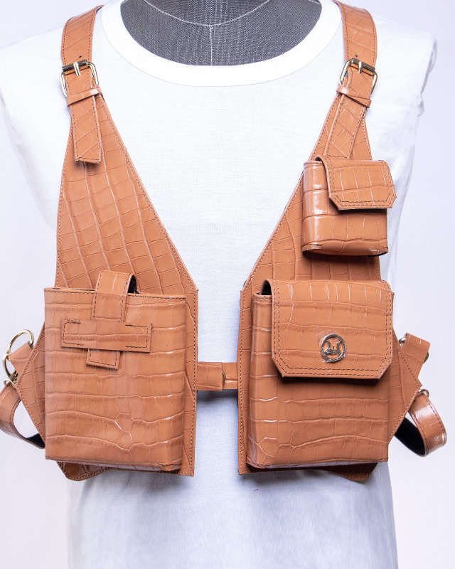Utility Vest: Warm Tan Crocodile Print
