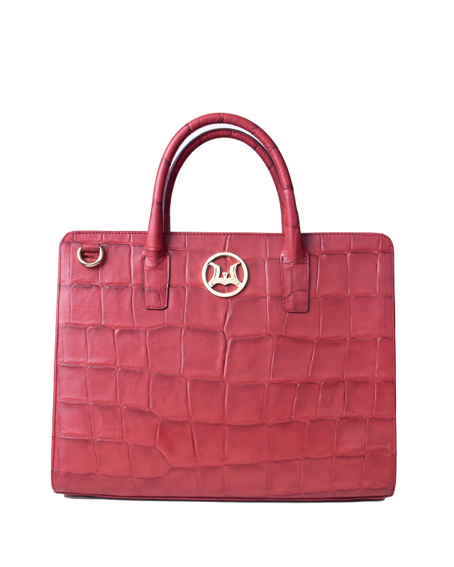 London: Red Textured Crocodile Print
