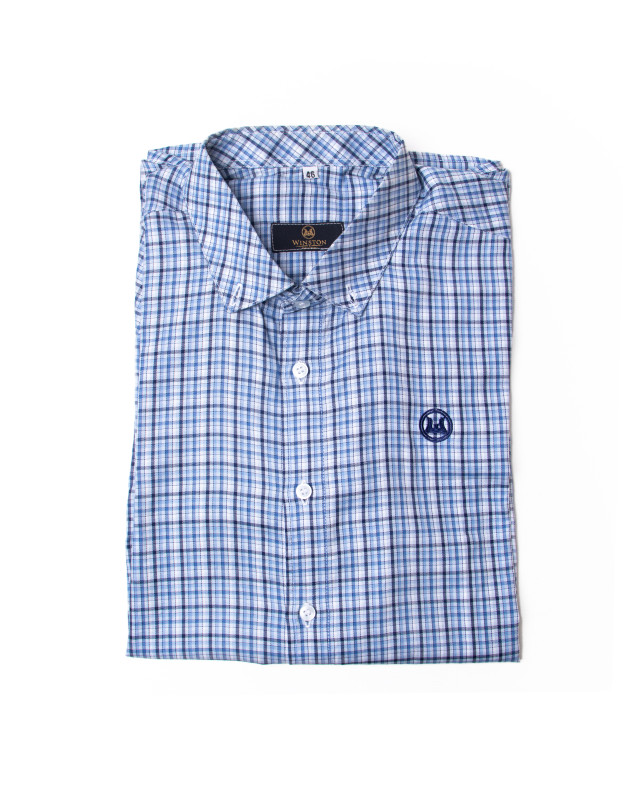 Shirt: Blue and White Checkered Print