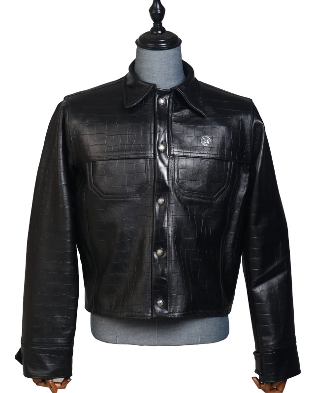Men’s Jacket: Black Crocodile Print