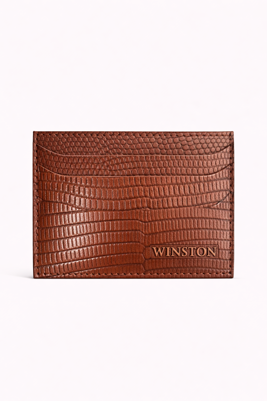 Cardholder: Light Brown Monitor Lizard Print