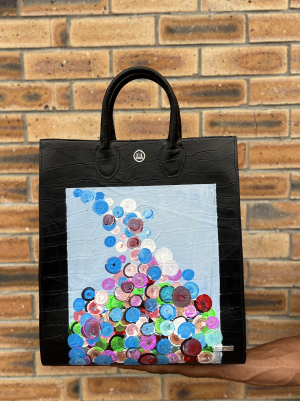 Man Tote:  Limited Edition Black Crocodile Print Meets Art #2
