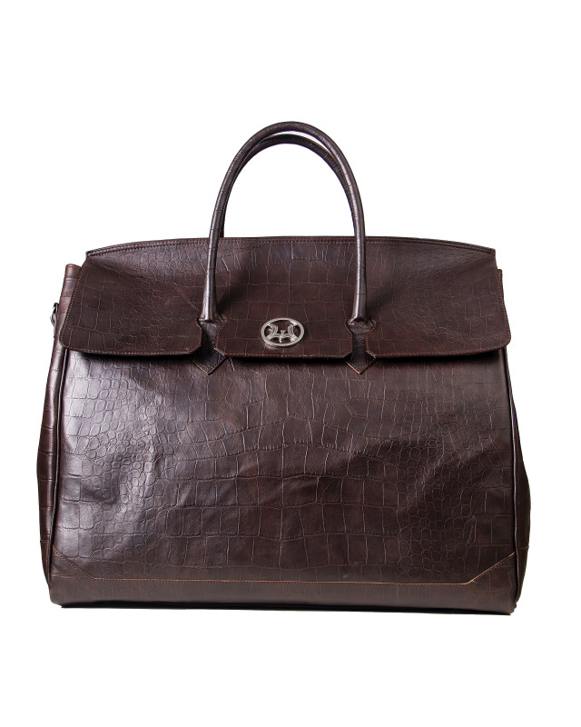 Duffle Bag 3.0: Dark Brown Crocodile Print