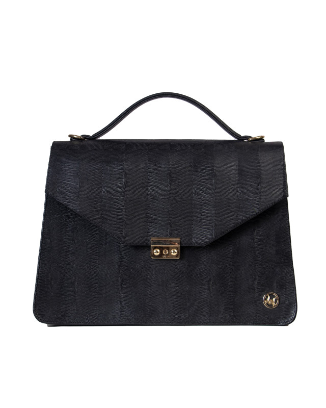 Her Work Case:  Black Monitor Lizard Print