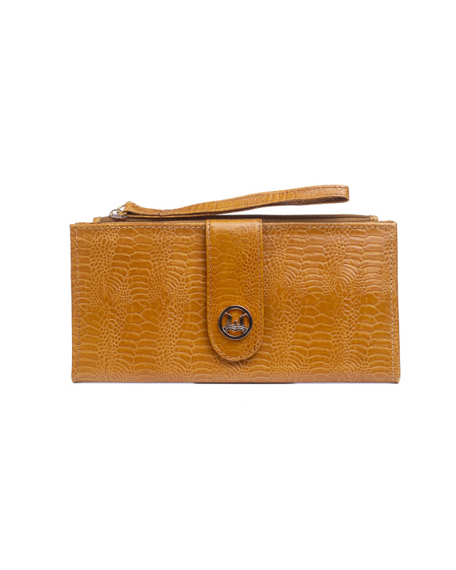 Unisex Wallet: Mustard Yellow Abstract Print