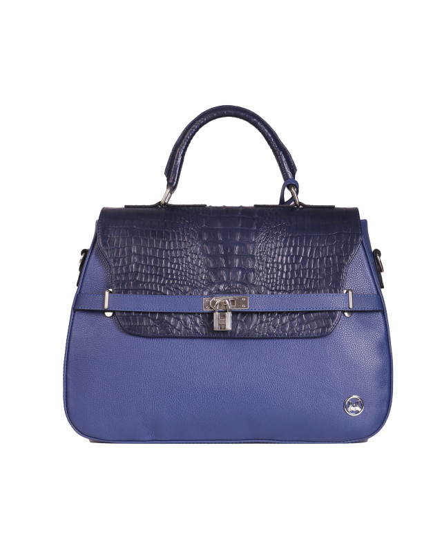 Brazzaville: Royal Blue and Blue Textured Crocodile Print