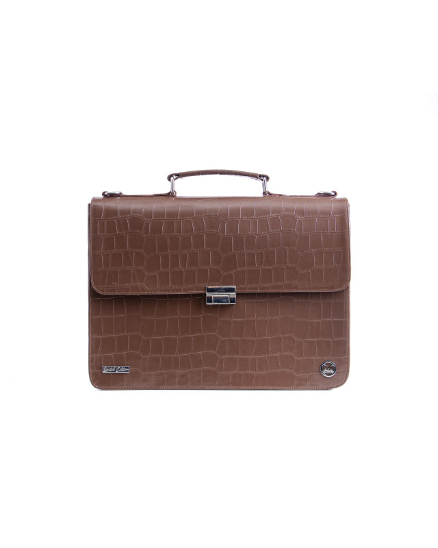 Satchel Work Case:  Limited Edition Taupe Brown Crocodile Print