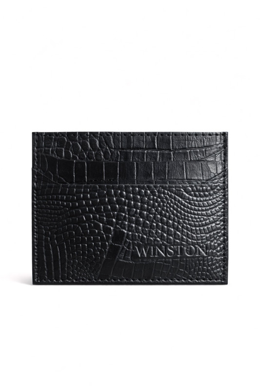 Cardholder: Black Crocodile Print Round