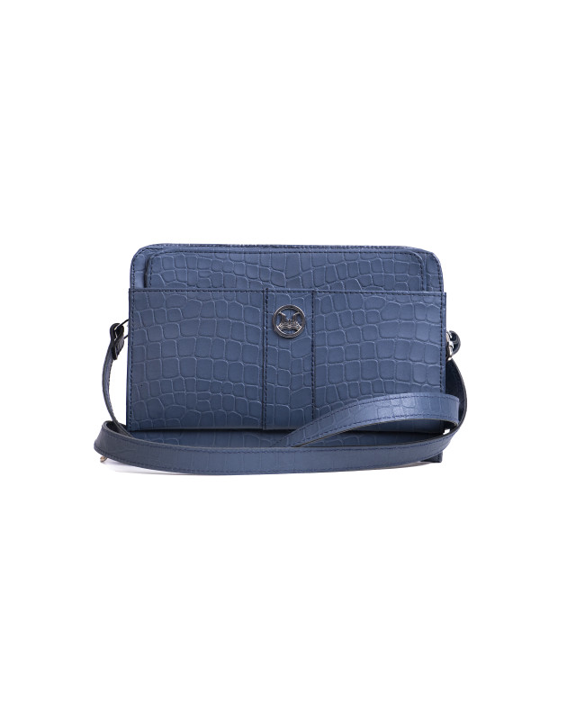 Messenger Bag 2.0:  Blue Crocodile Print