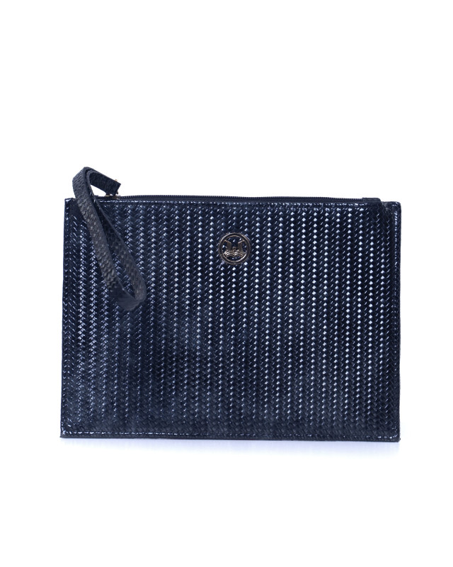 Man Purse Mini(GH): Black Basket Print