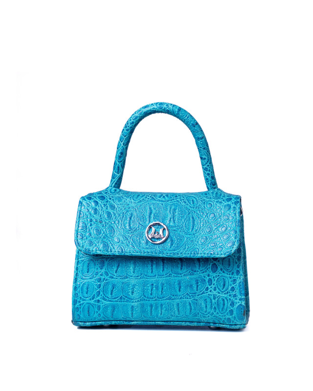 Tokyo Micro: Deep Sky Blue Crocodile Print