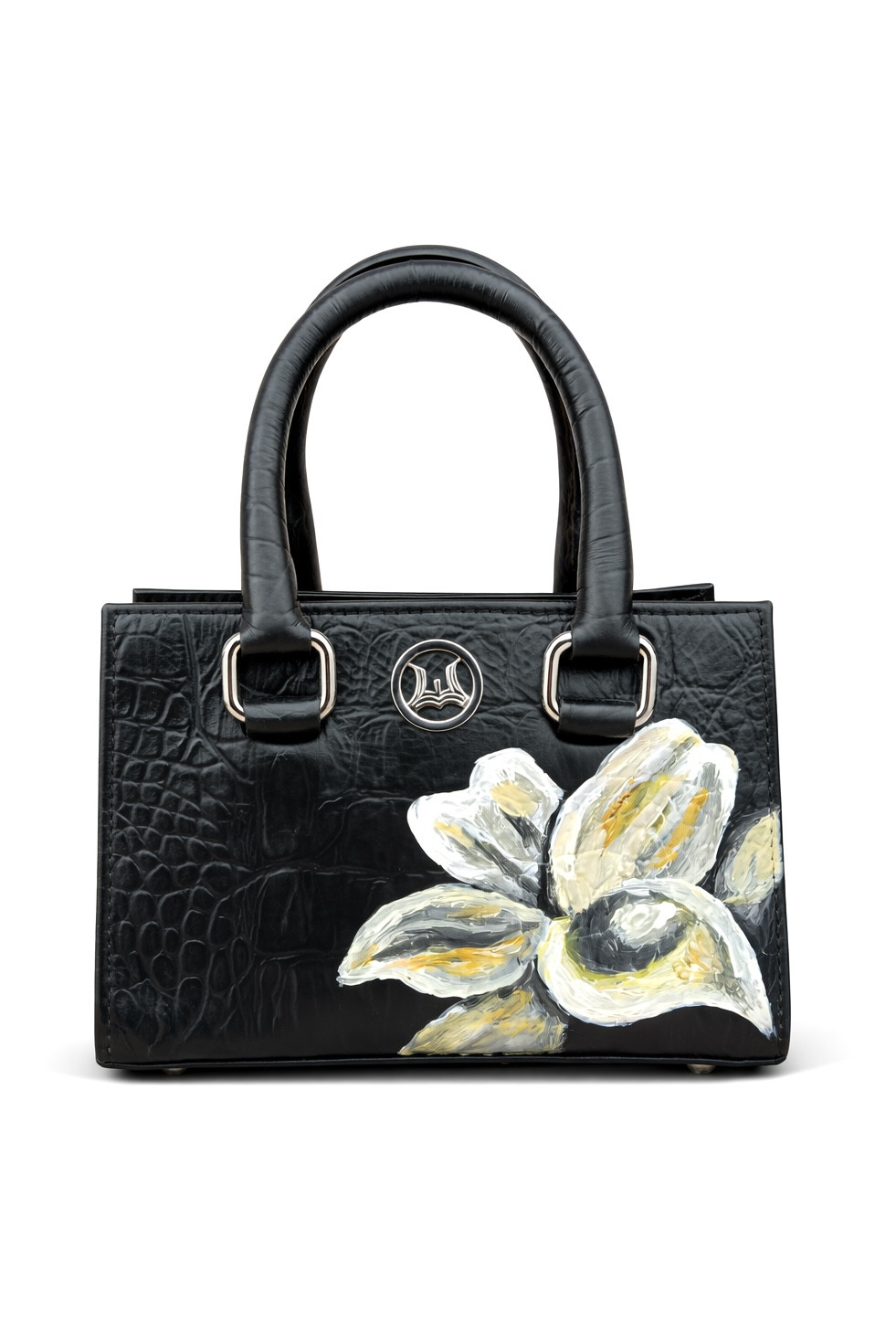 Lagos Mini: Black Textured Crocodile  Print Meets Art