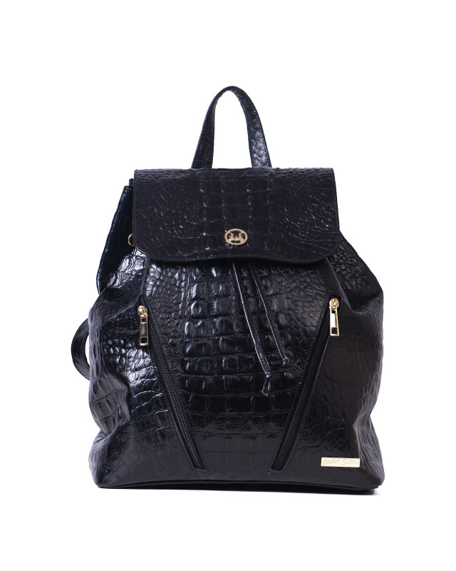 Backpack: Limited Edition Black Textured Crocodile Print