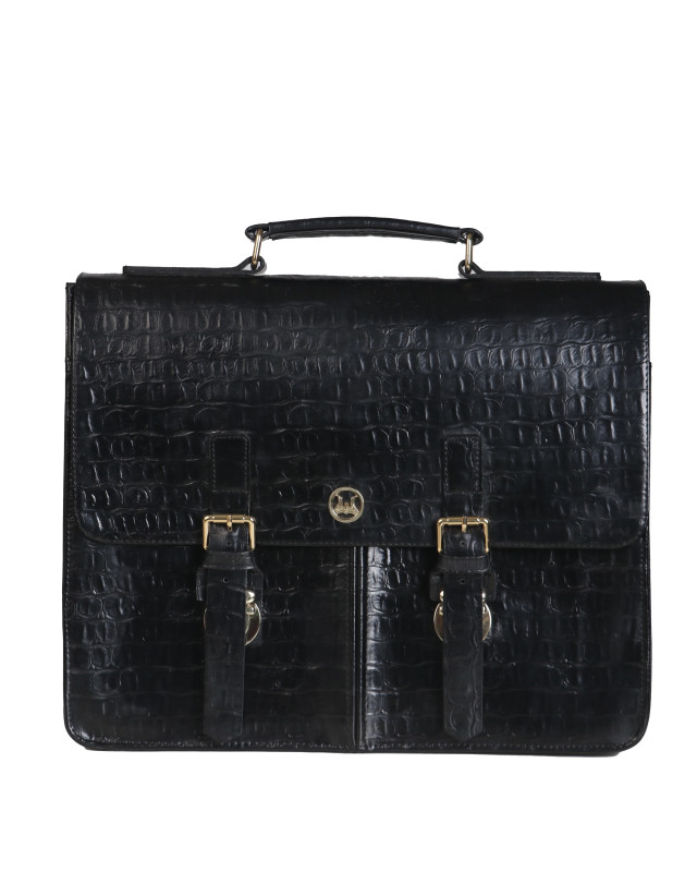 Satchel Work Case:  Limited Edition Black Textured Crocodile Print