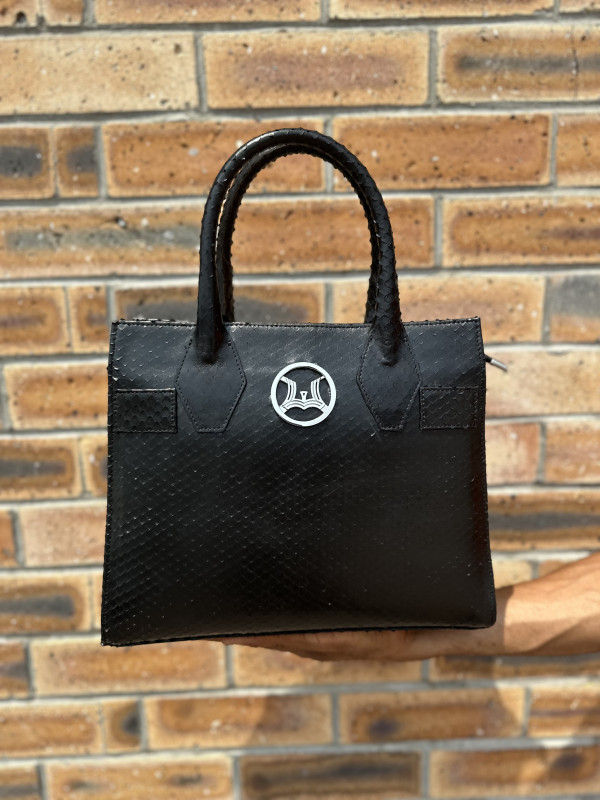 Montreal Midi: Black Textured Reptilian Print