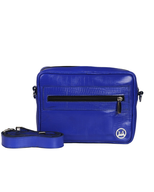 Messenger Bag: Azure Blue Crocodile Print