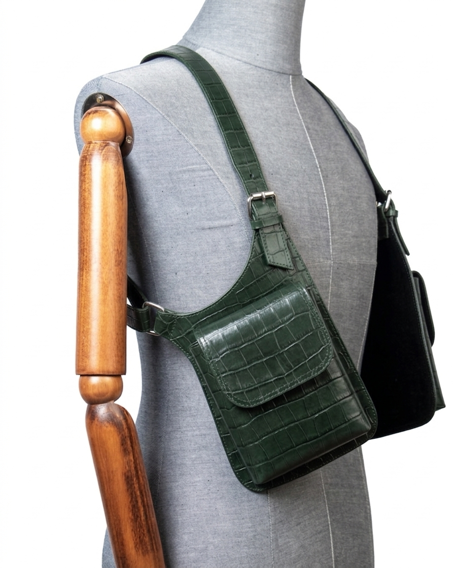 Vest Holster: Dark Green Crocodile Print