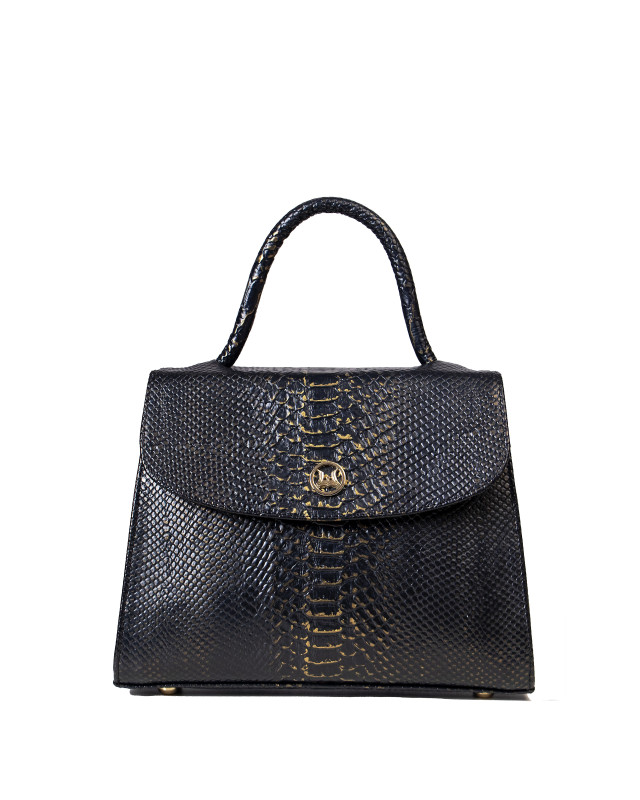 Paris Midi: Black Snake Print with Gold Details