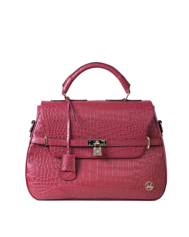 Brazzaville:  Brick Red Crocodile Print