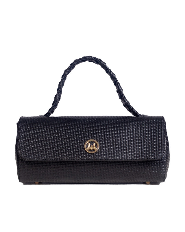 Milan Mini: Black Basket Weave Print