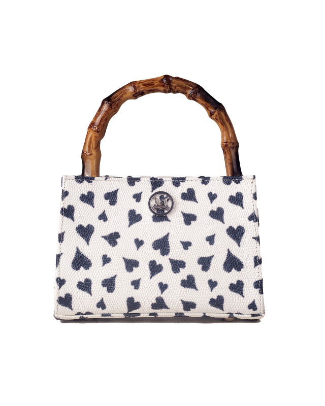 Shanghai Mini: White and Blue Hearts Print