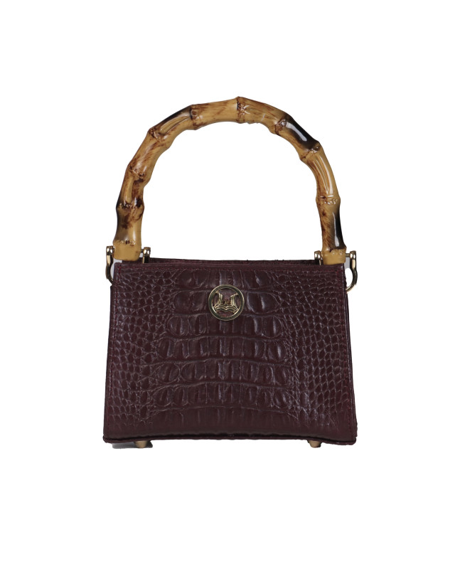 Shanghai Micro: Merlot Wine Textured Crocodile Print