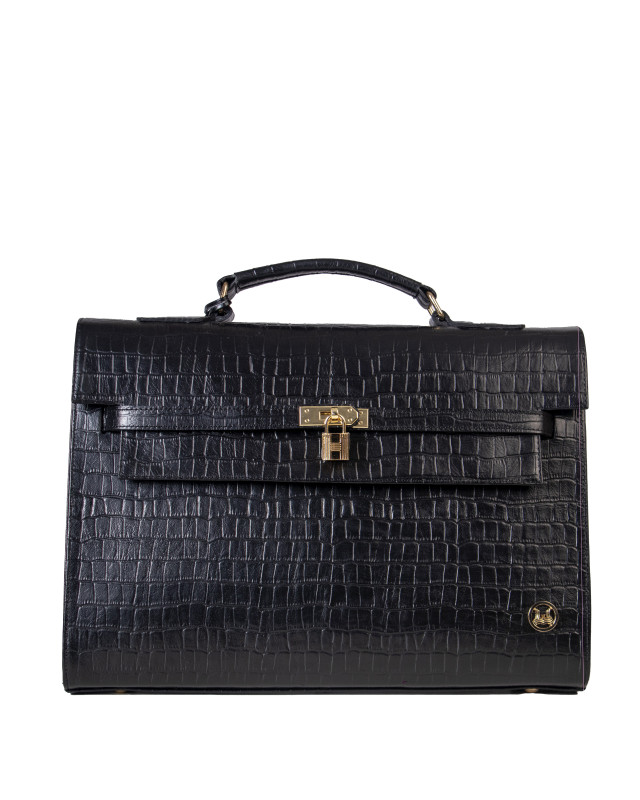 JFK Work Case: Black Crocodile Print