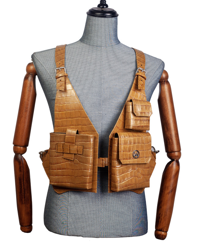 Utility Vest: Tortilla Brown Crocodile Print
