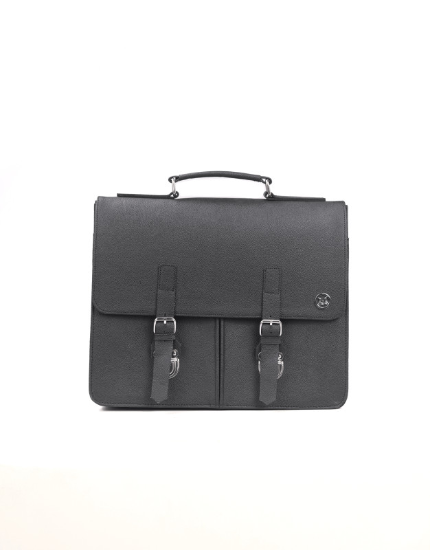 Satchel Work Case with Double Pockets: Black