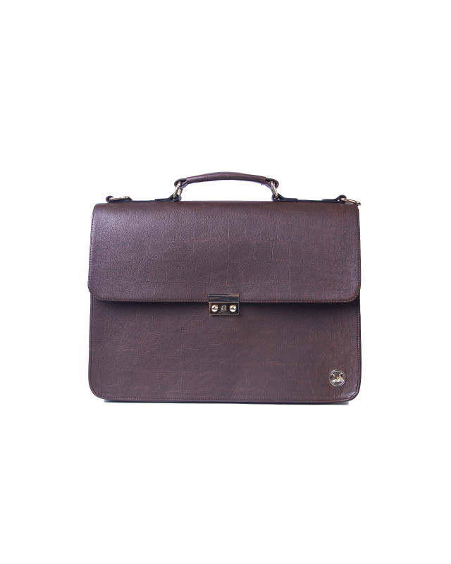 Satchel Work Case: Cinnamon Brown Crocodile Print