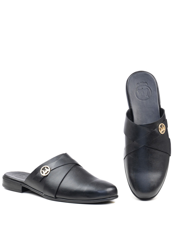 Criss-Cross Mules: Black