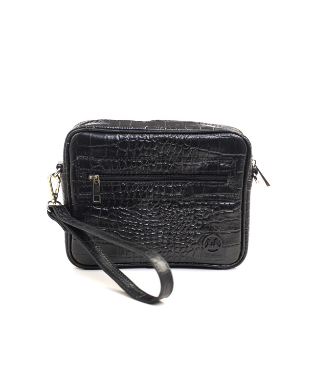 Messenger Bag (GH): Black Crocodile Print