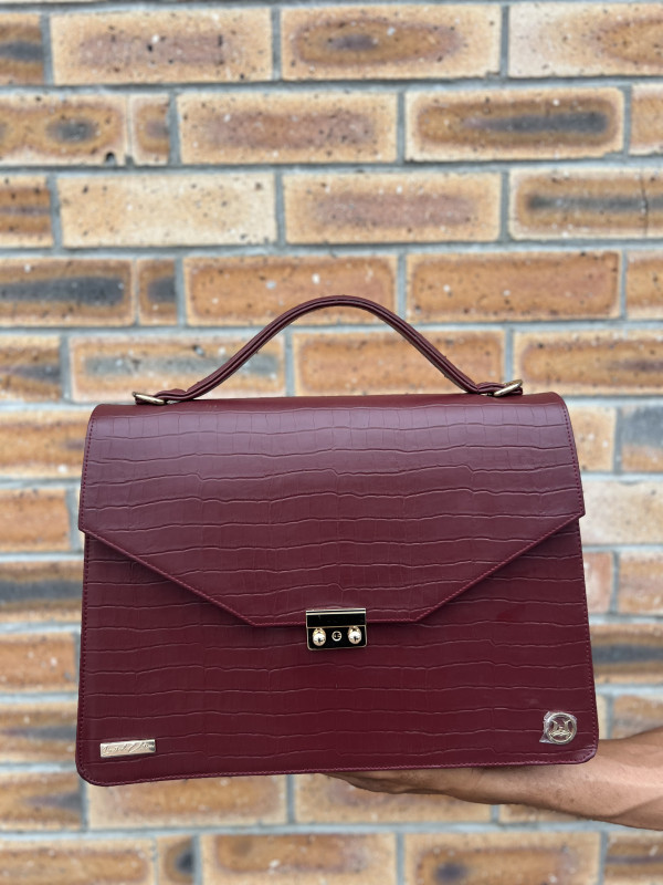 Female Work Case: Limited Edition Burgundy Crocodile Print