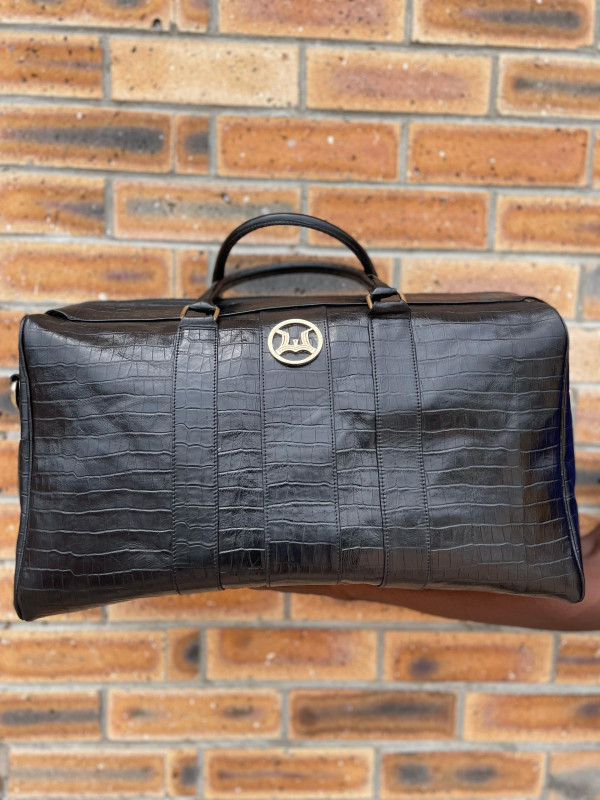 Duffle Bag:  Black Crocodile Print