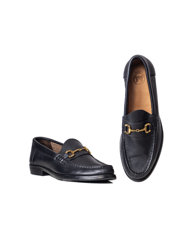 Loafers: Black with Horse-Bit Buckle