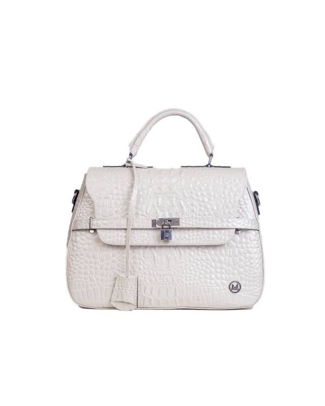 Brazzaville: Ivory Textured Crocodile Print